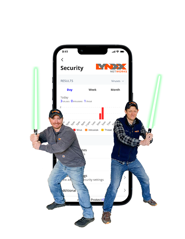 lynxx employees with lightsabers